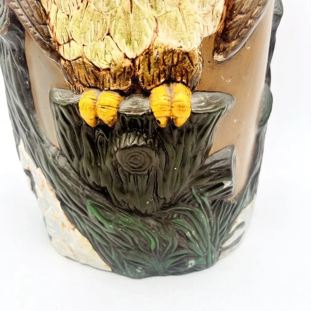 Vtg Ceramic Owl Umbrella Stand Holder 16 inches Floor Vase